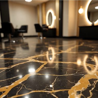 Black marbling with gold veins